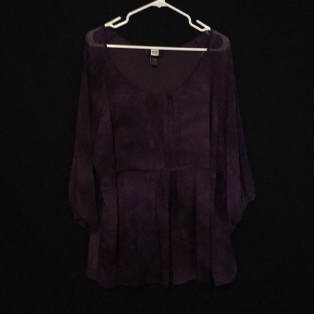 Studio 1940 26/28W Semi Sheer Purple Blouse